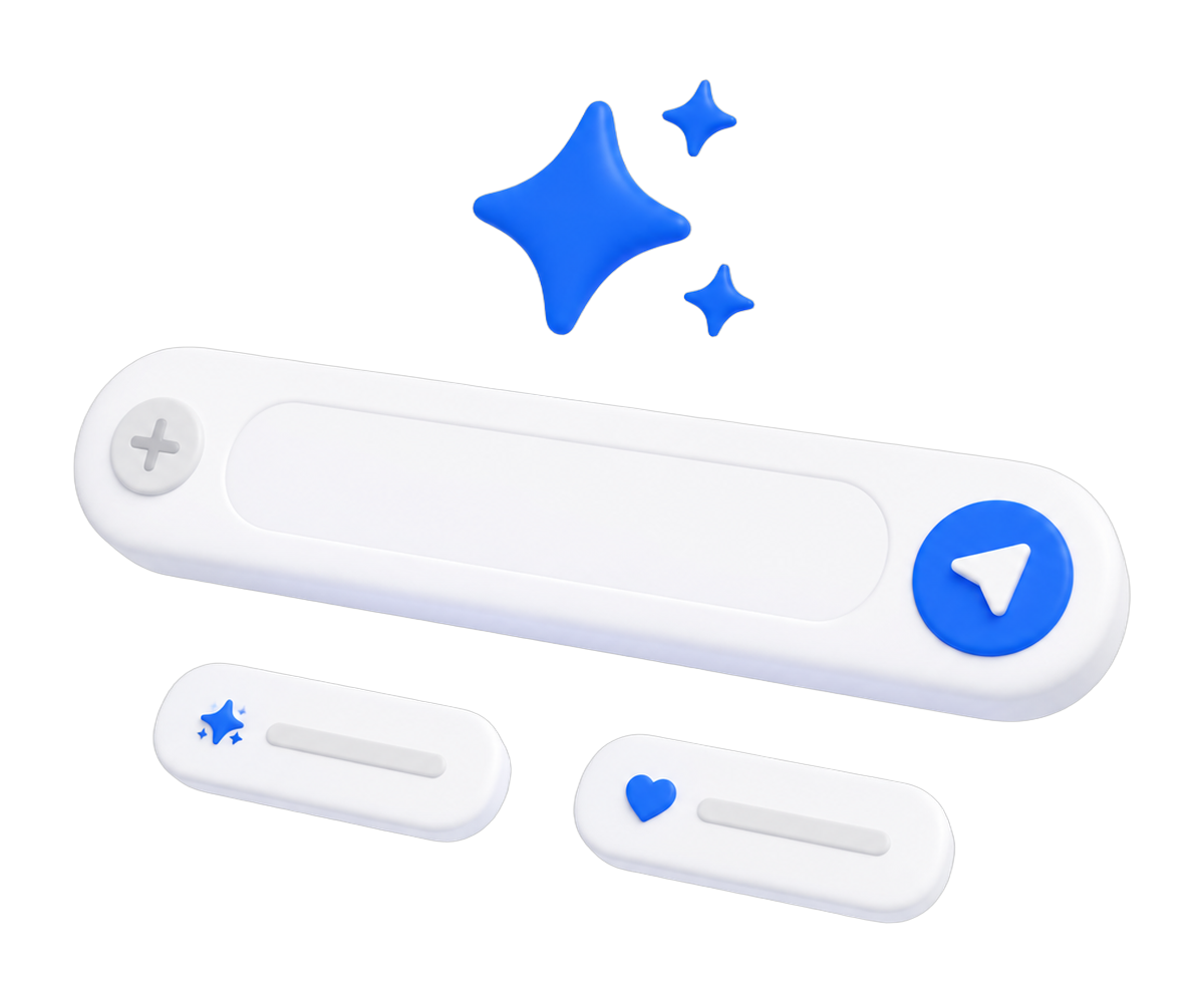 A message composer with an AI sparkle and floating reply suggestions