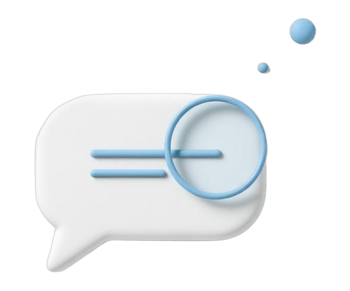 A chat bubble being analysed