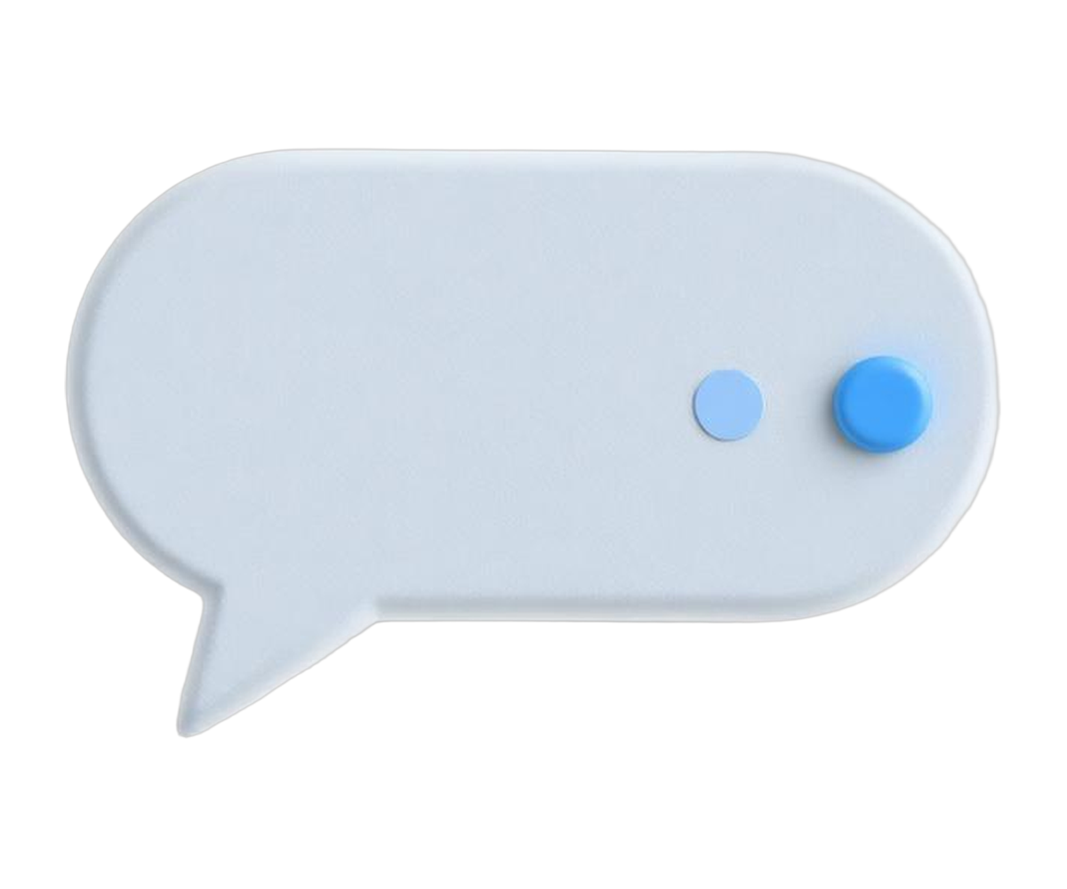 A rounded chat widget shape with floating colour swatches