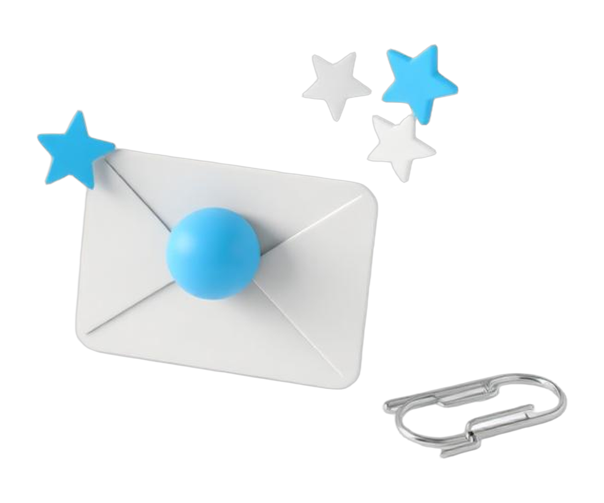An offline form card with an envelope and floating rating stars